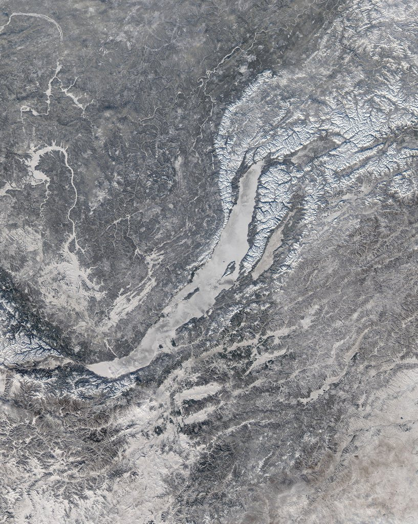 Detail of Satellite Image of Lake Baikal Covered With Ice by Anonymous