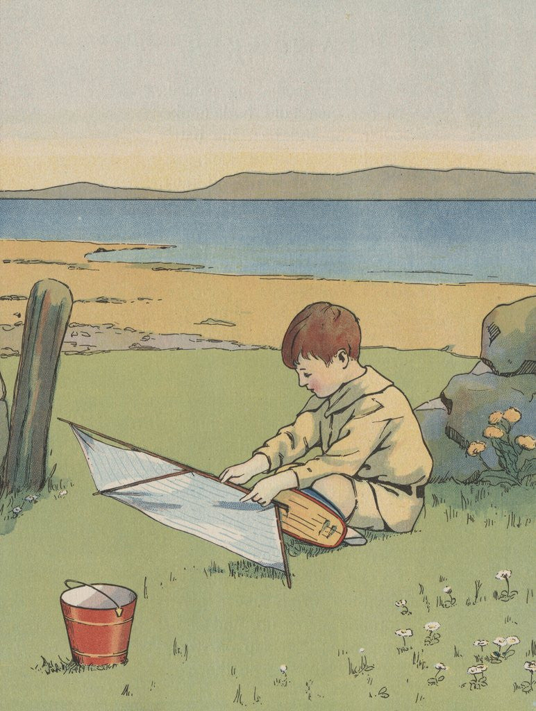 Detail of Illustration of boy with toy boat by Anonymous