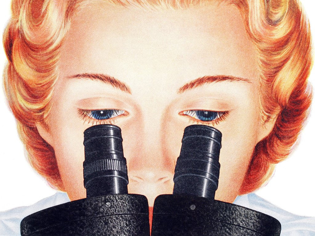 Detail of Scientist looking into microscope by Anonymous