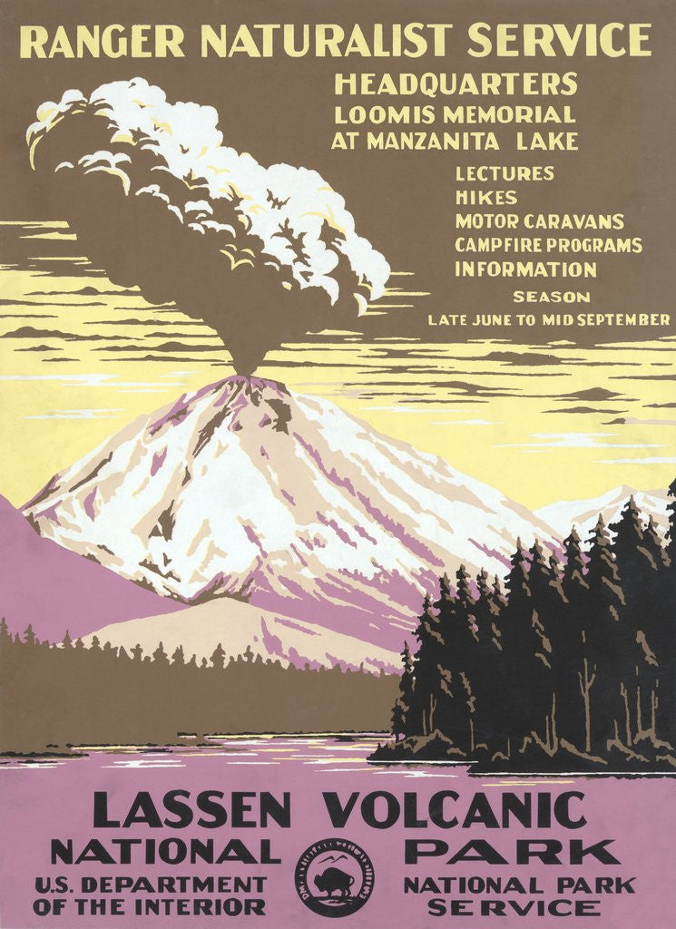 Detail of Lassen Volcanic National Park travel poster by Anonymous