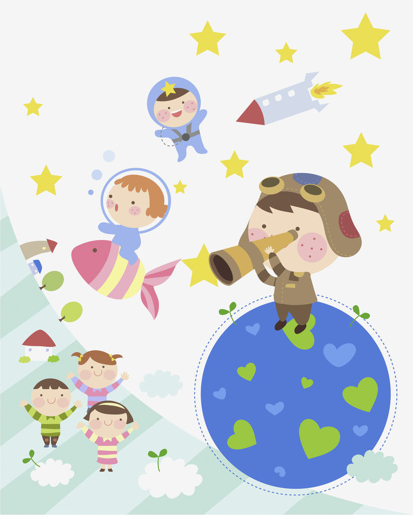 Detail of Kids exploring space by Anonymous