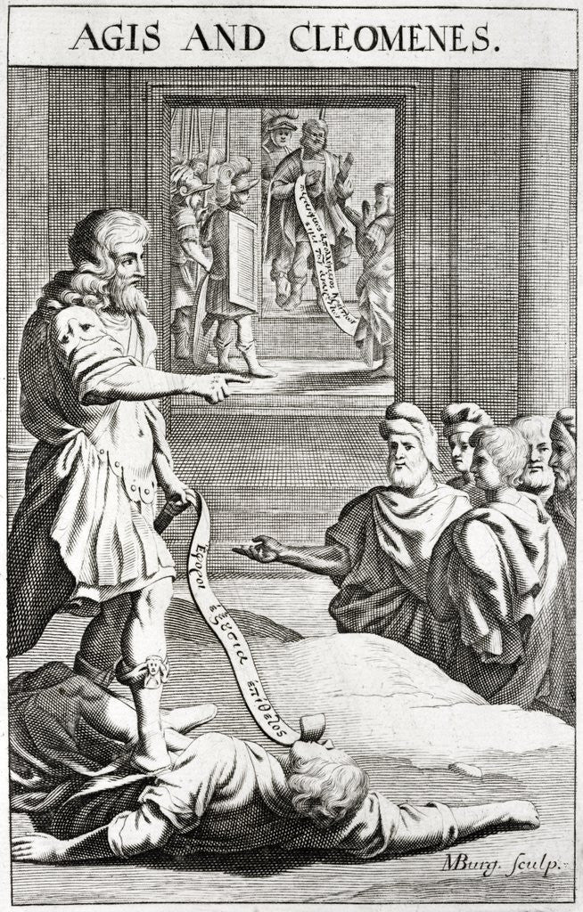 Detail of Kings Agis and Cleomenes of Sparta. Engraving by M Burg