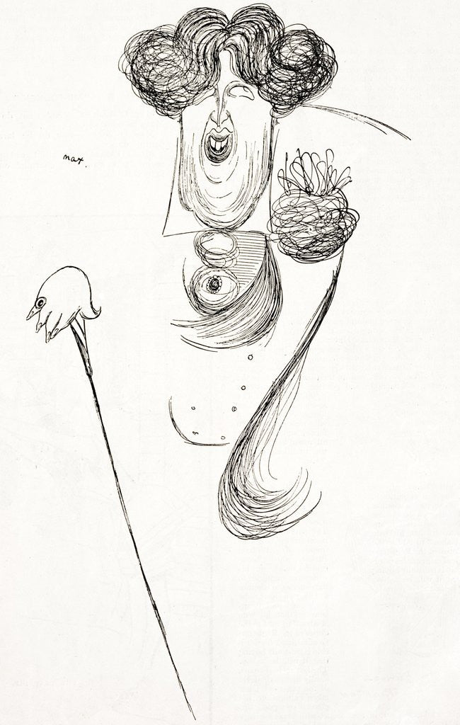 Detail of Oscar Wilde, the Irish dramatist, writer and poet. A caricature by Max Beerbohm showing his extravagent haircut, style of dress and his trademark cane. by Anonymous
