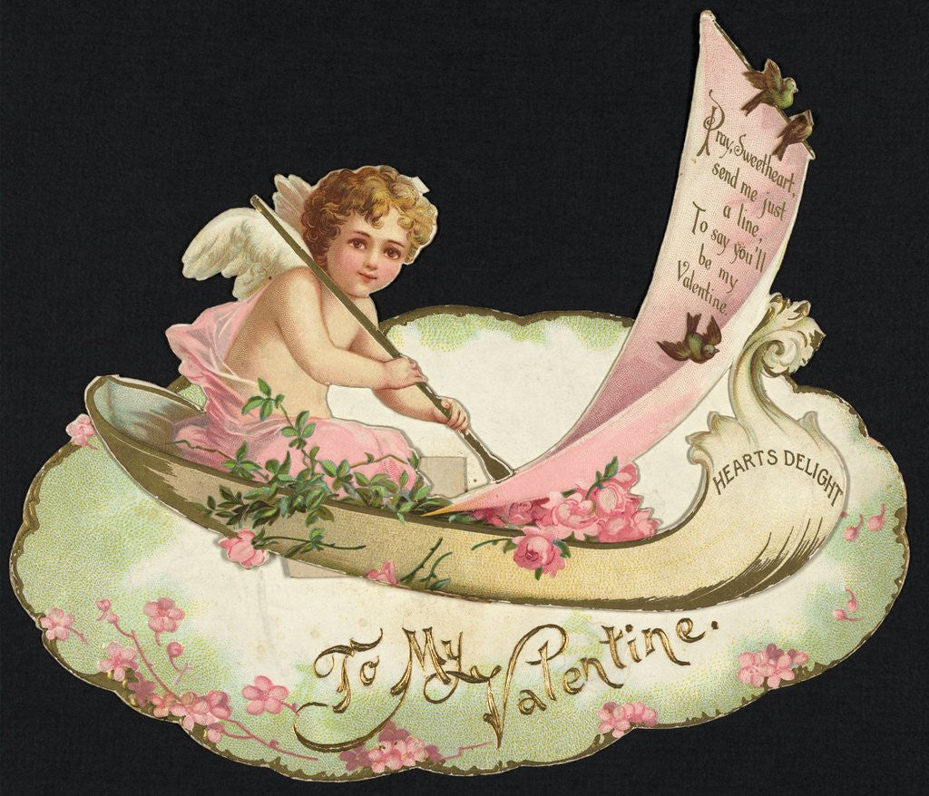 Detail of Victorian valentine with cupid by Anonymous