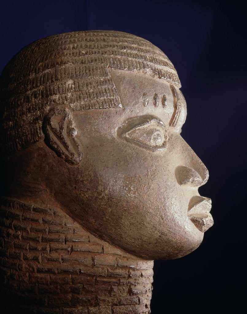 Detail of Benin terracotta head of a man by Anonymous