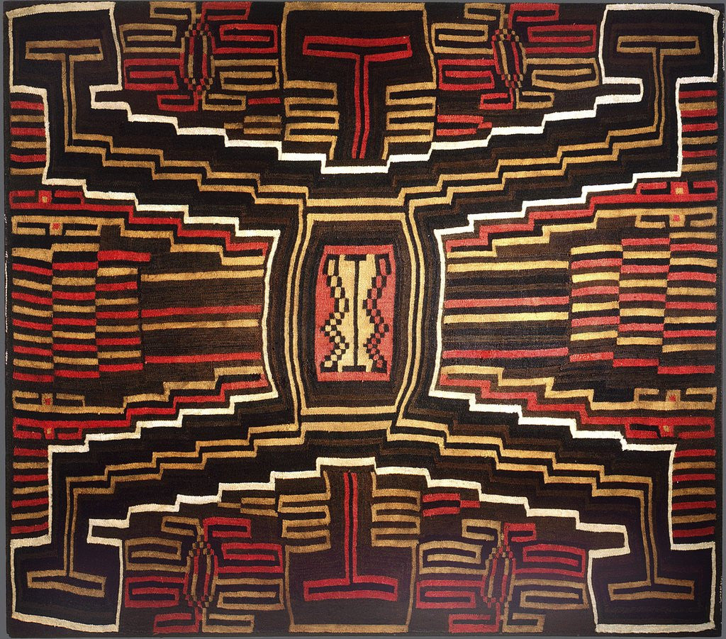 Detail of Early Nazca cotton mantle with design representing sun deity by Corbis