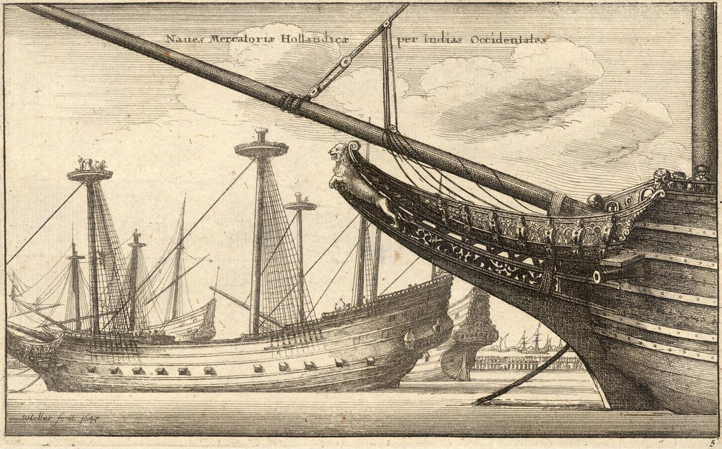 Detail of Masted Ships of the Dutch East Indies by Wenceslas Hollar