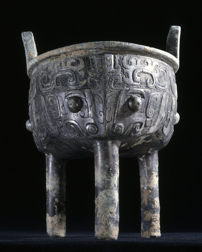 Detail of Shang Dynasty archaic bronze ding vessel by Anonymous
