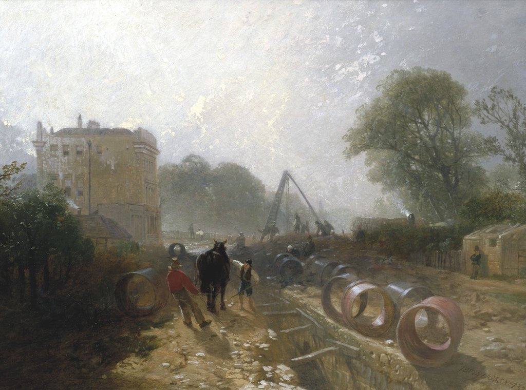 Detail of Laying Monster Tubes from the New River by James Baker Pyne