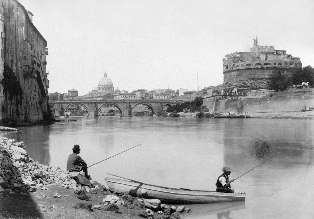 Detail of View of Rome and the Tiber (1900) by Anonymous