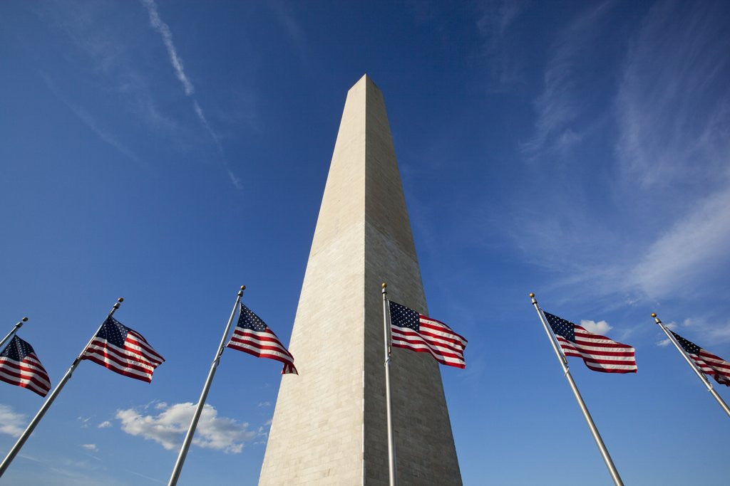 Detail of American flags encircling Washington Monument by Anonymous