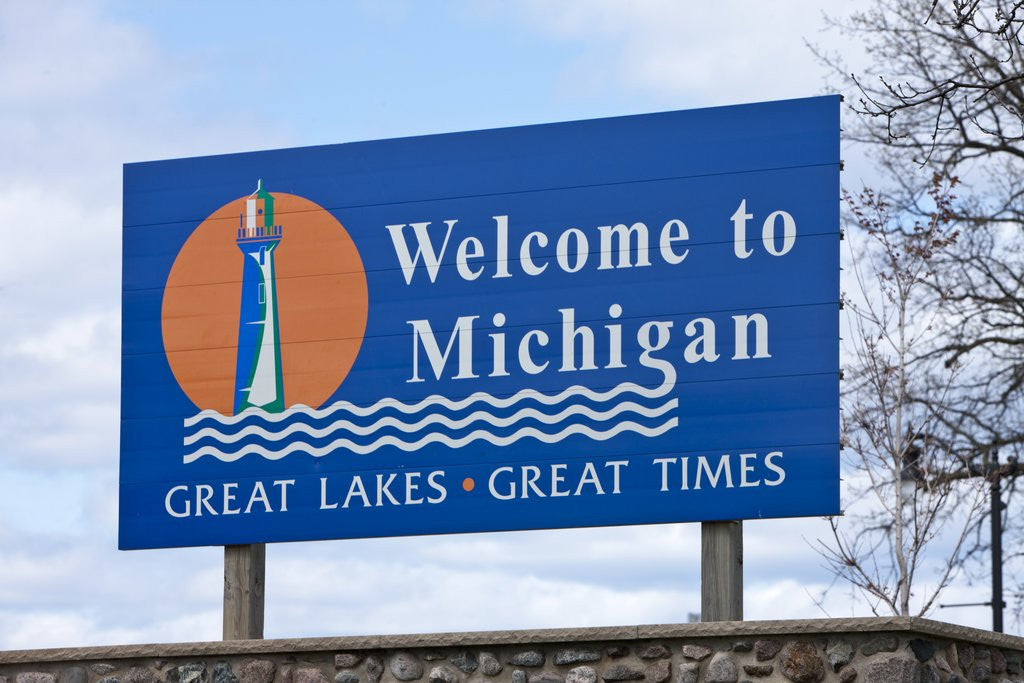 Detail of Welcome to Michigan sign by Anonymous