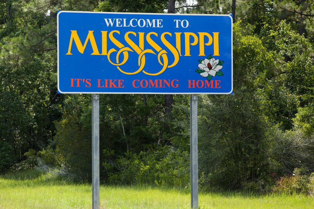 Detail of Welcome to Mississippi Sign by Corbis