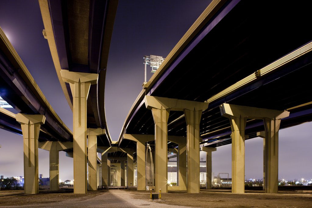 Detail of Highway overpasses at night by Anonymous