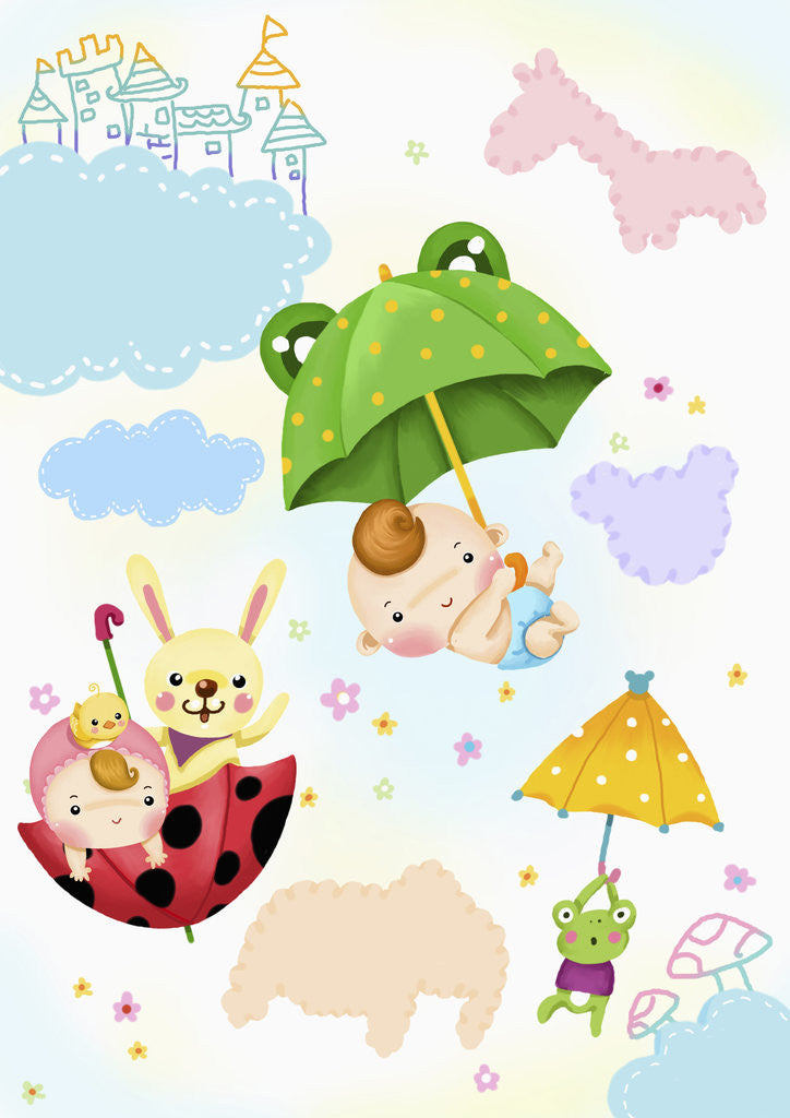 Detail of Cute babies flying by Anonymous