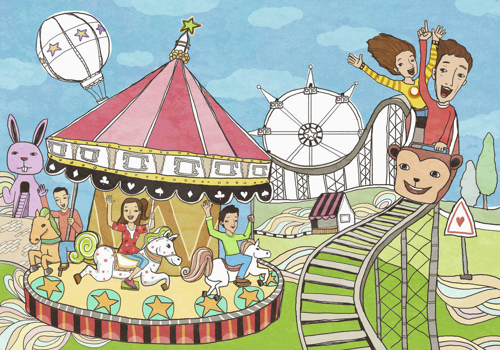 Detail of Calendar illustration amusement park by Anonymous