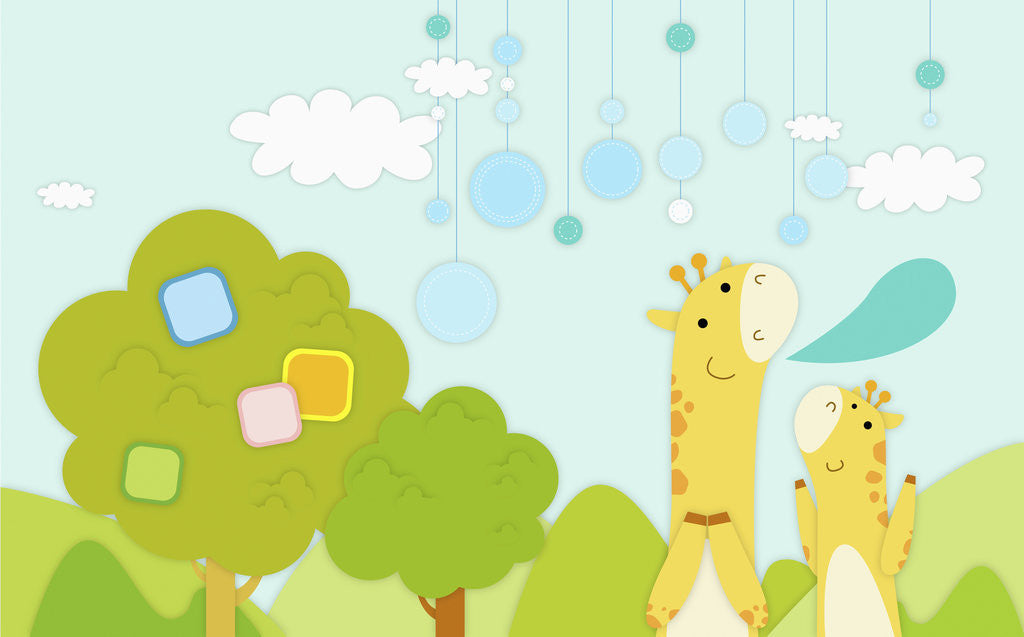Detail of Giraffes in backdrop by Anonymous