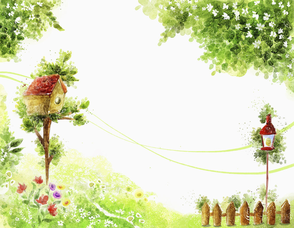 Detail of Backdrop of spring mood illustration by Anonymous