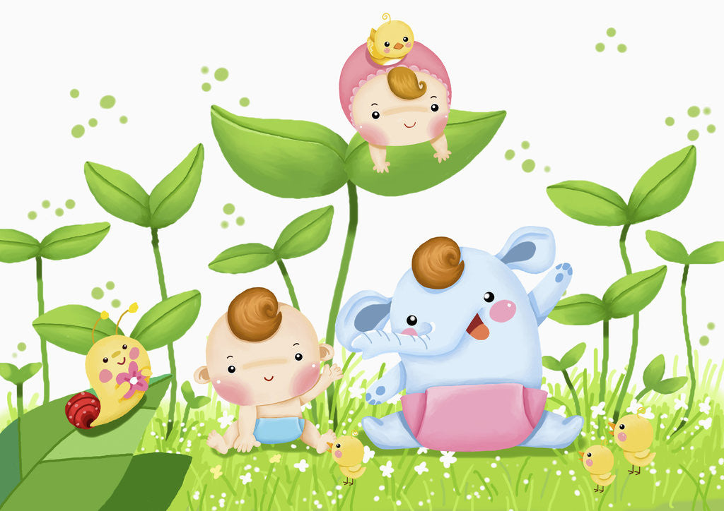 Detail of Babies sitting on the field by Anonymous