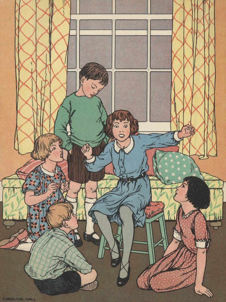 Detail of Children telling stories by Anonymous