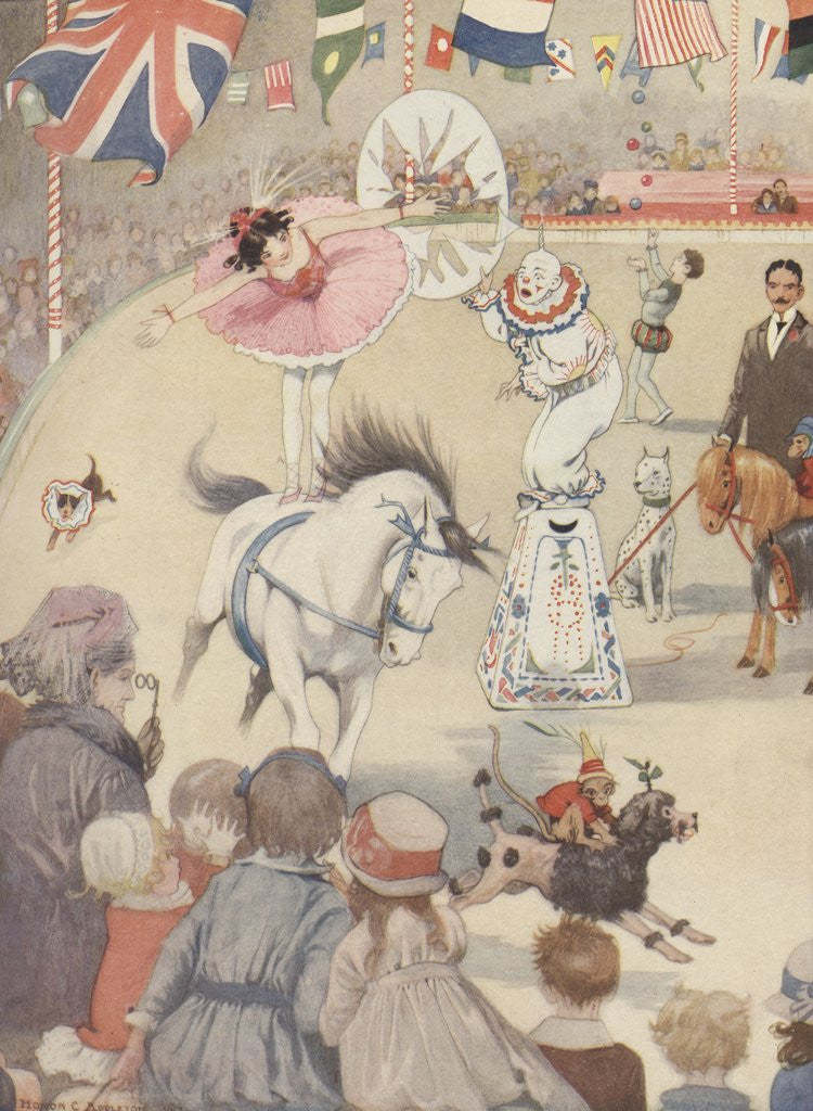 Detail of Spectators watching circus performers by Anonymous