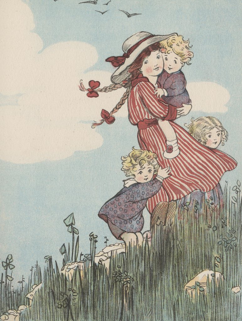 Detail of Children standing on hill by Corbis