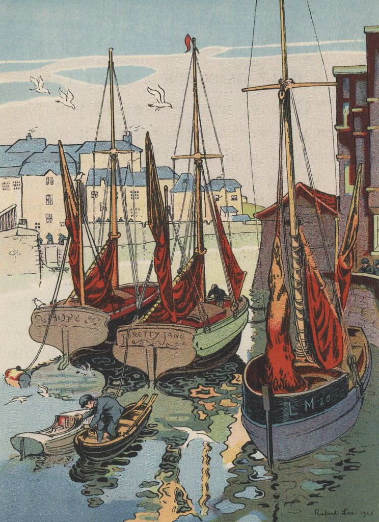 Detail of Boats in harbor by Anonymous