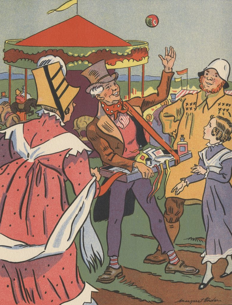 Detail of People gathered around vendor at fair by Anonymous