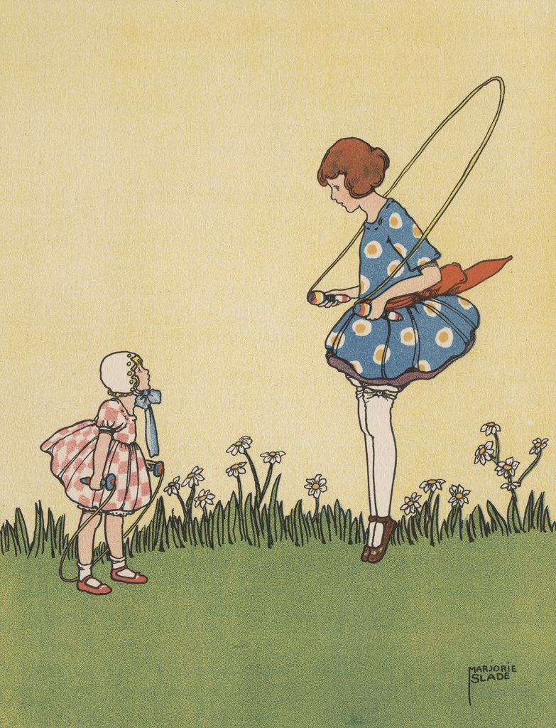 Detail of Girls playing jump rope by Anonymous