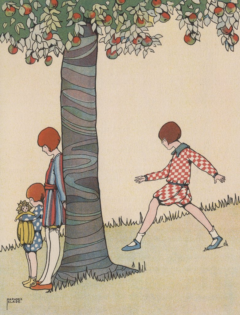 Detail of Children playing hide and seek by Anonymous