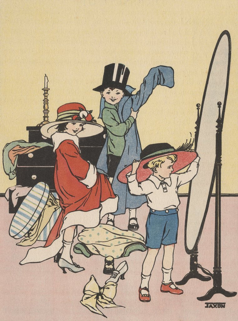 Detail of Children playing dress up by Anonymous