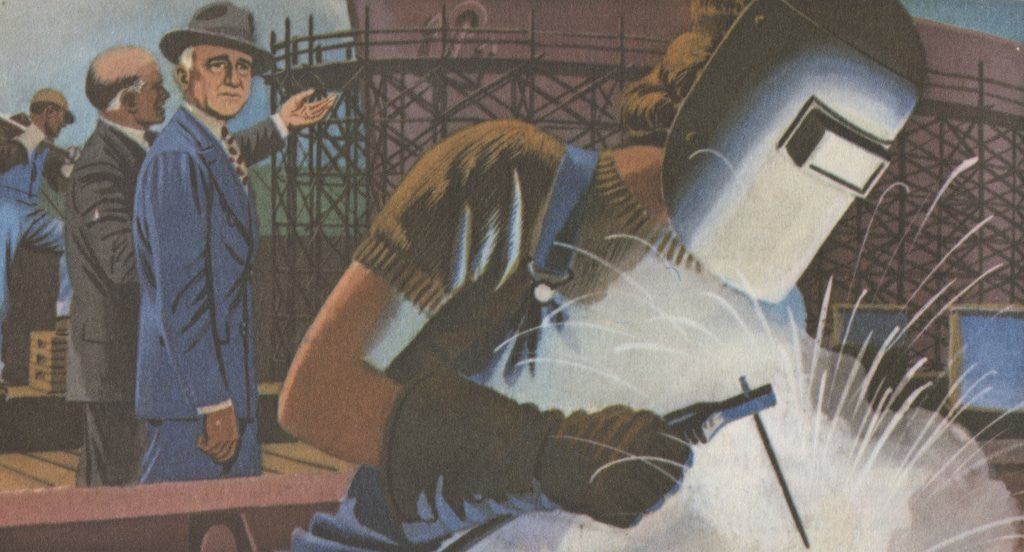 Detail of Woman welder working during World War II by Anonymous