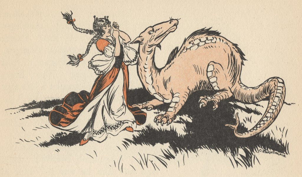 Detail of Woman with dragon by Anonymous