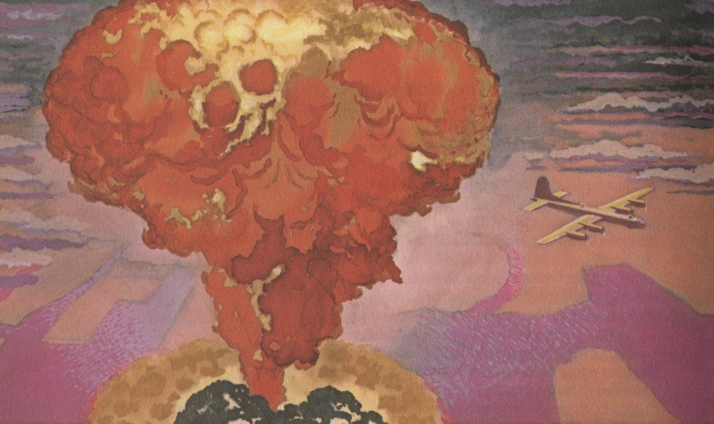 Detail of American plane dropping atomic bomb by Anonymous