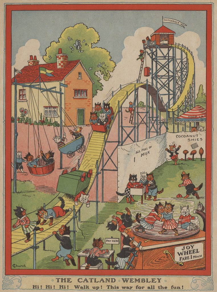 Detail of Cats at amusement park by Anonymous