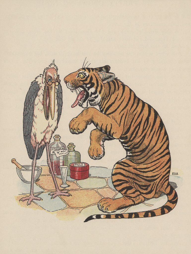 Detail of Tiger consulting stork doctor by Anonymous