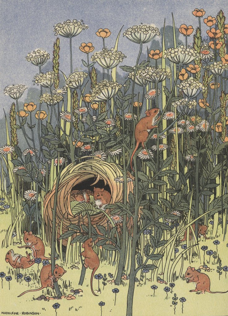 Detail of Field mice in flowers by Anonymous