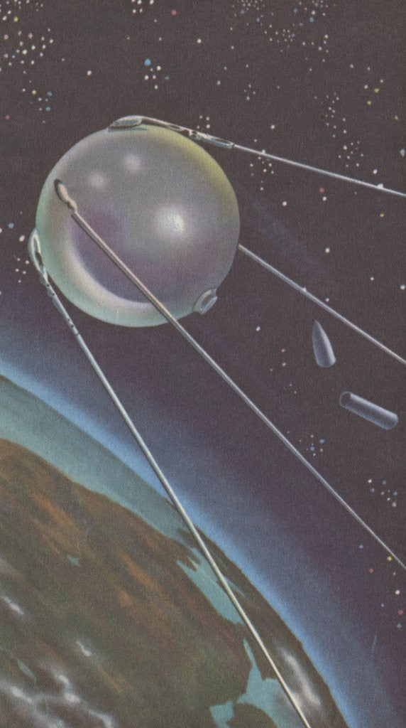 Detail of Sputnik I orbiting around Earth by Anonymous