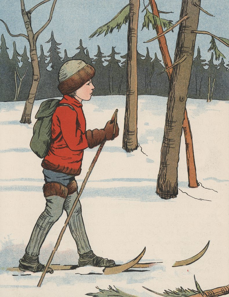 Detail of Boy cross-country skiing by Anonymous