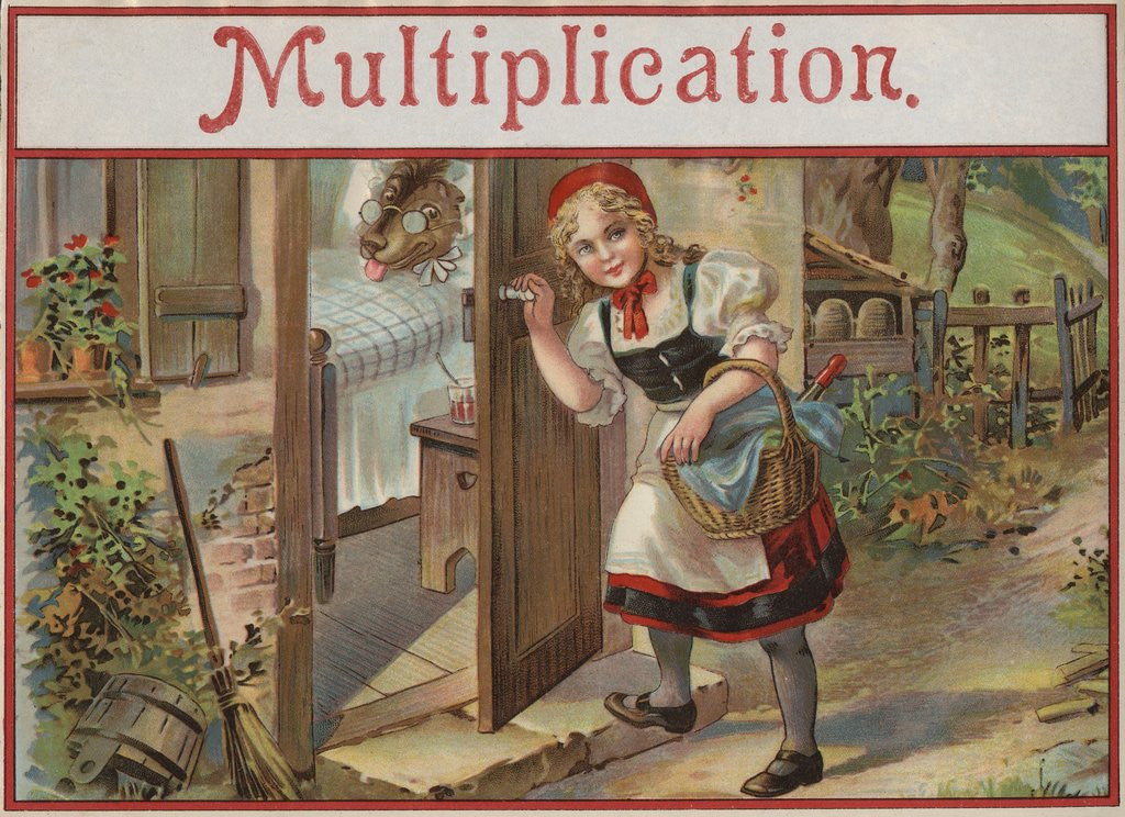 Detail of Little Red Riding Hood opening door by Anonymous