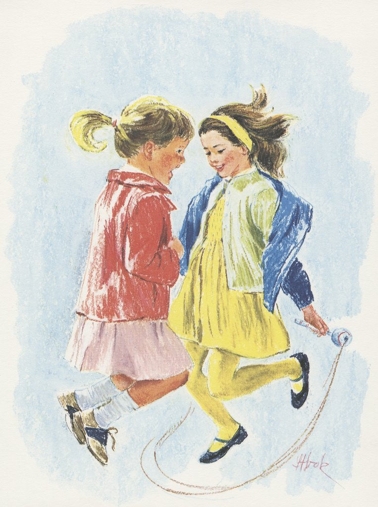 Detail of Girls jumping rope by Anonymous