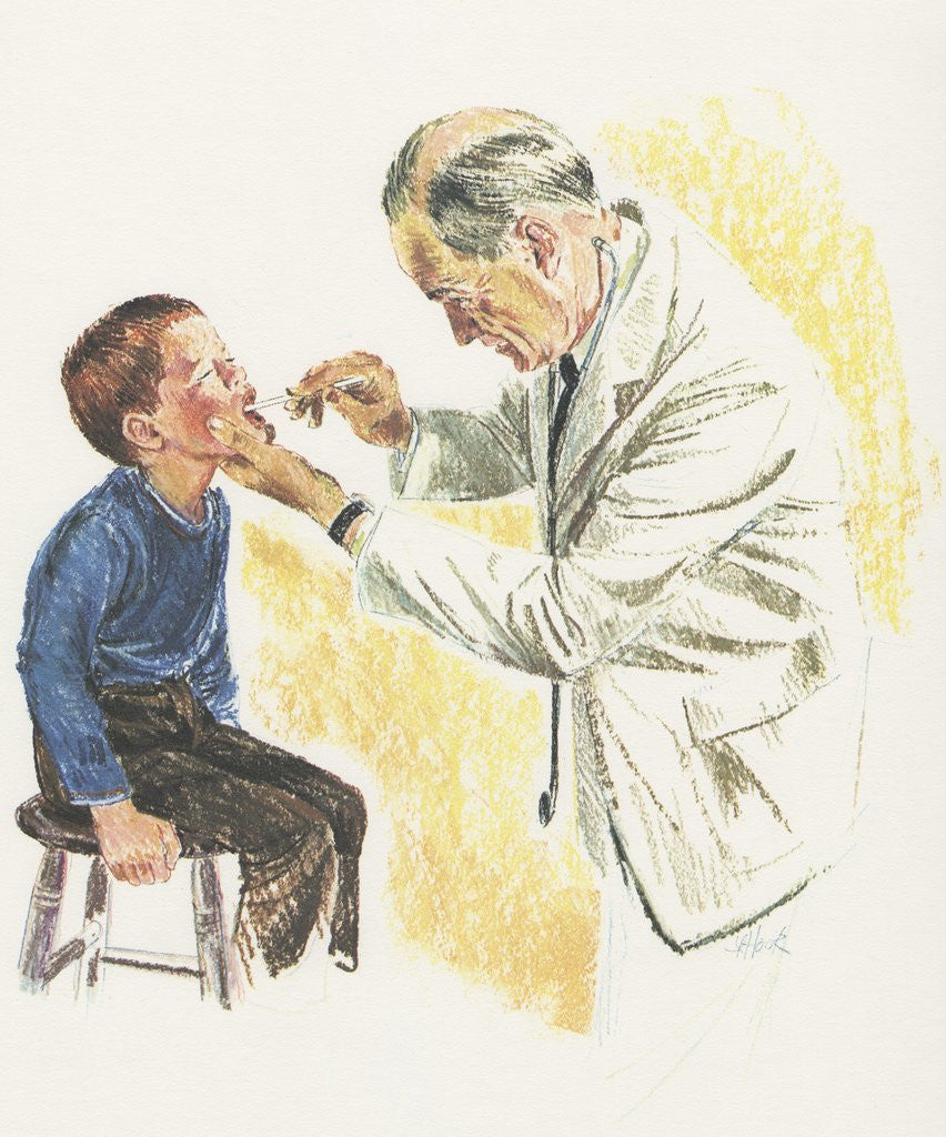 Detail of Doctor examining boy by Anonymous
