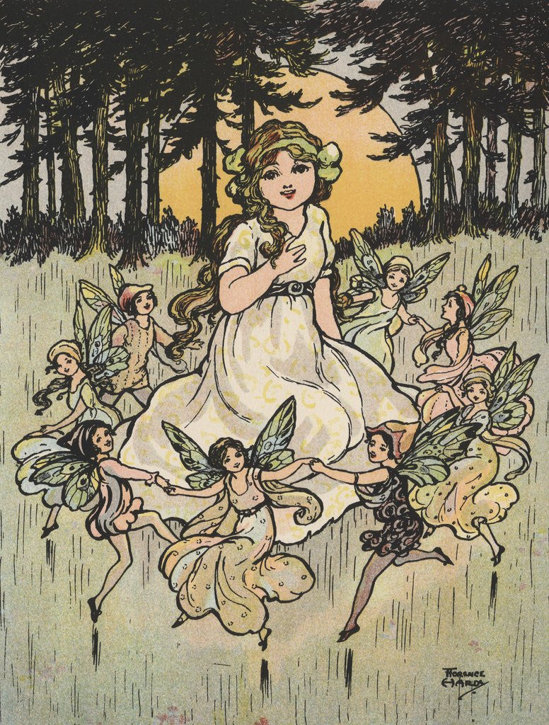 Detail of Fairies dancing around girl by Anonymous