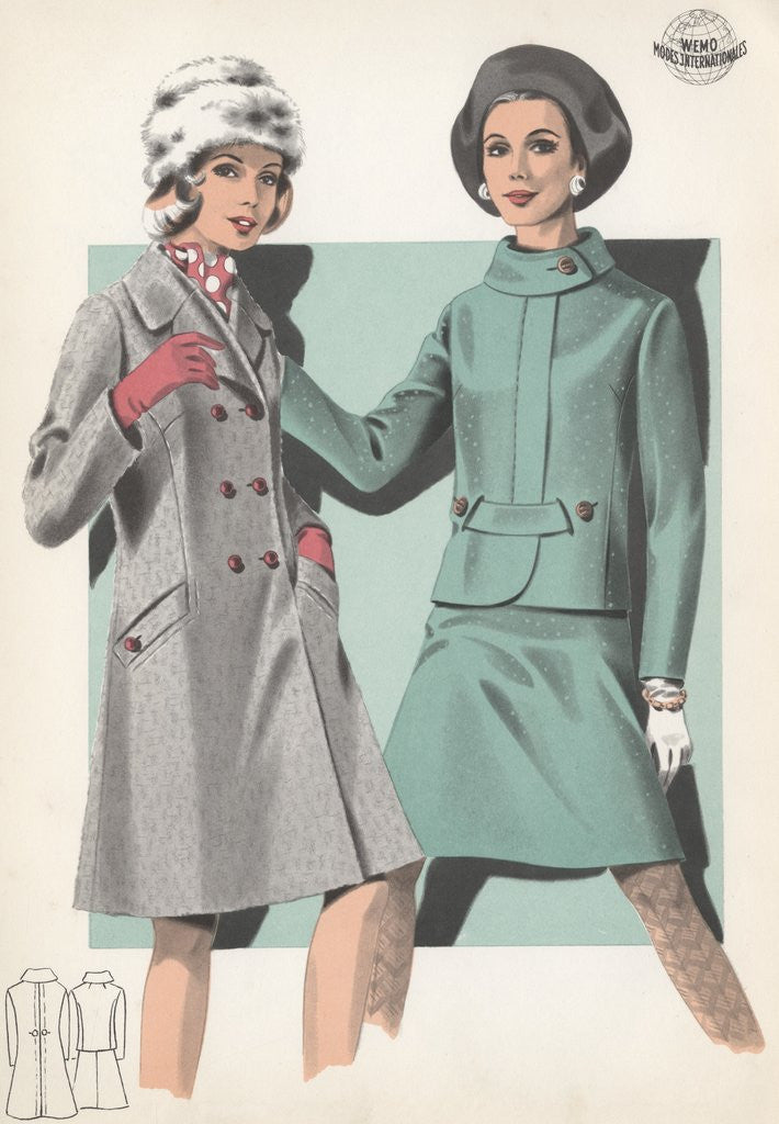 Detail of Models wearing coat and suit by Anonymous