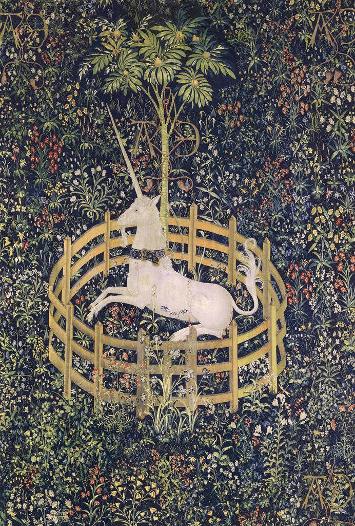 Detail of The Unicorn in Captivity tapestry by Corbis