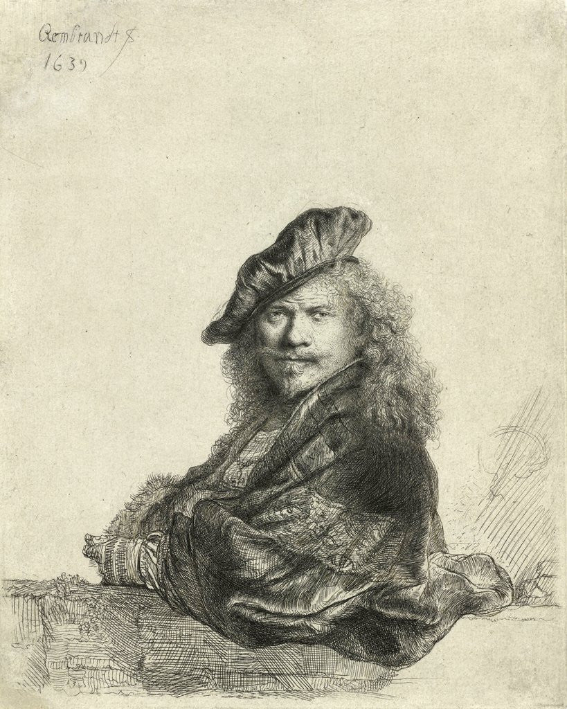 Detail of Self-Portrait Leaning on a Sill by Rembrandt Harmensz van Rijn