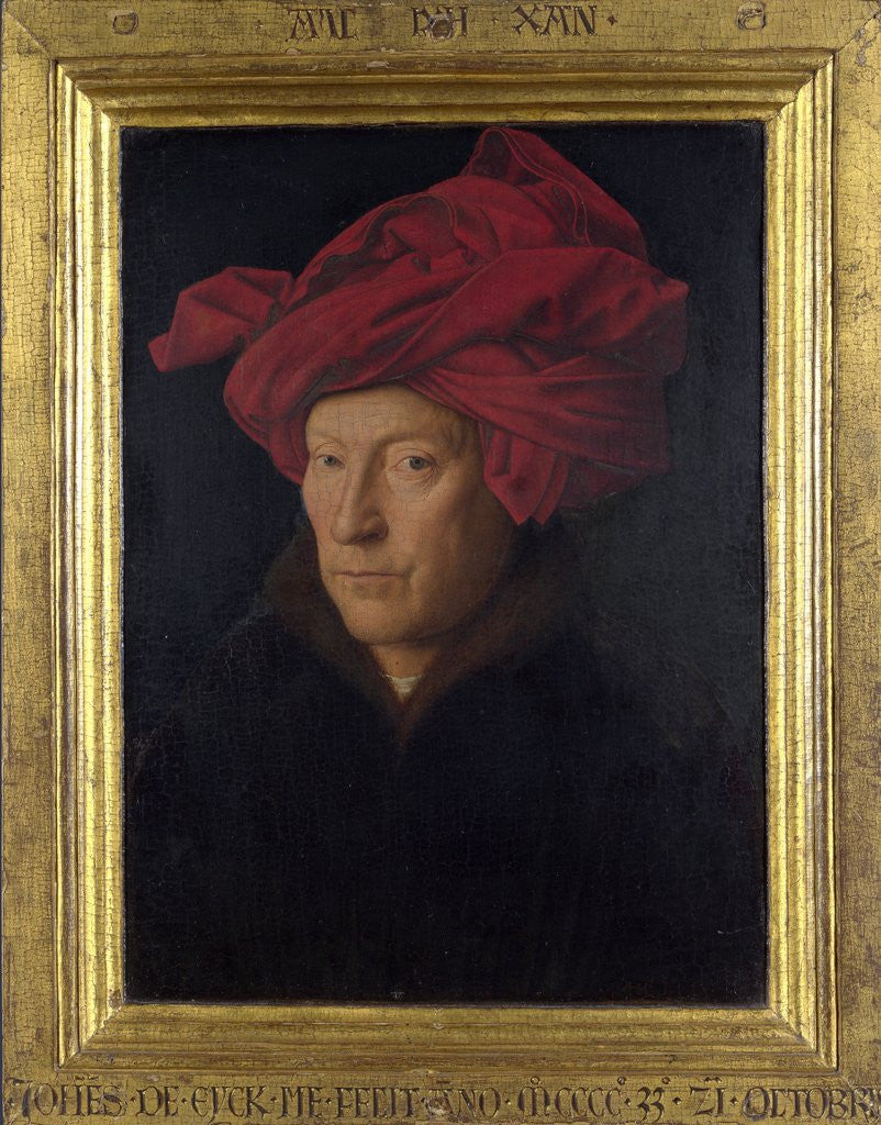 Detail of Man in a Red Turban (formerly Self-Portrait) by Jan van Eyck