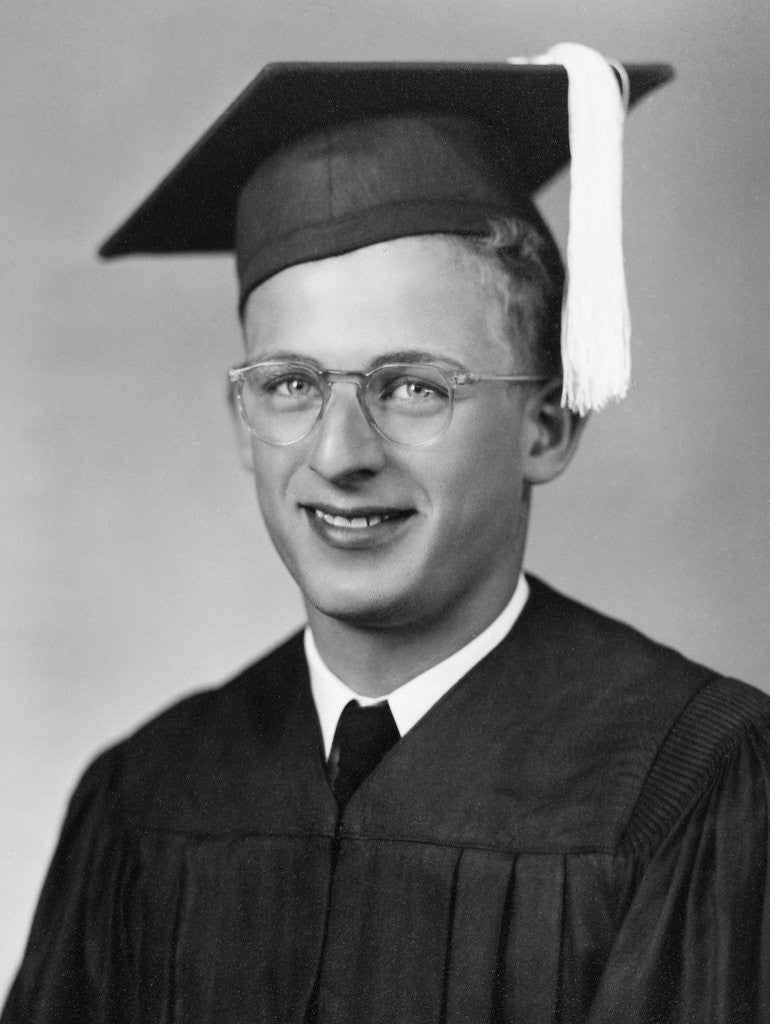 Detail of High school graduation portrait of young man, ca. 1945 by Anonymous