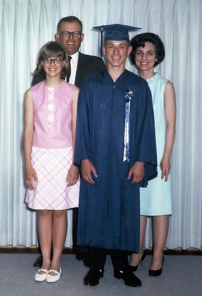 Detail of Eighth grade graduate with parents and sister, ca. 1967 by Anonymous