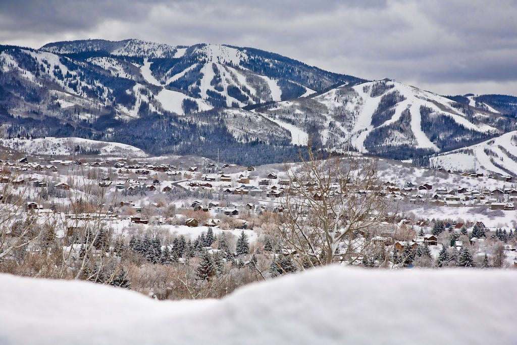 Detail of Steamboat Springs Ski Area and town by Anonymous